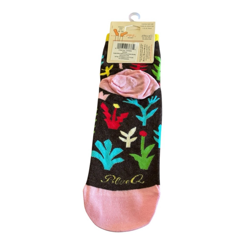 Blue Q “Look Who’s Blooming” women’s ankle socks colorful design New With Tags - Picture 8 of 9